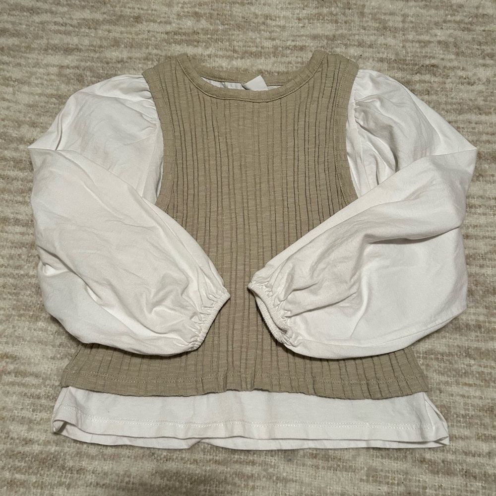 Zara Kids Beige and White Layered Blouse